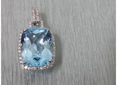 Diamond Sky Blue Topaz Pendant